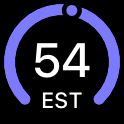 Circular complication: a gauge reading 54, labelled EST.